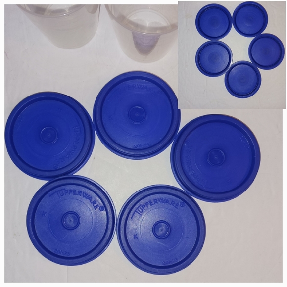 Tupperware Midgets (5), Clear, Dark Blue Lids - NWOT - Picture 8 of 8
